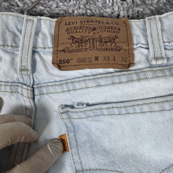 VINTAGE Levi 550 Orange Tab Jeans Size 33 x 32 Relaxed Fit Tapered Leg Blue Y2K - Picture 1 of 8